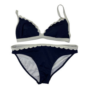 Boden Navy Blue Scalloped Edge Bikini Top Bottom Size 6 8